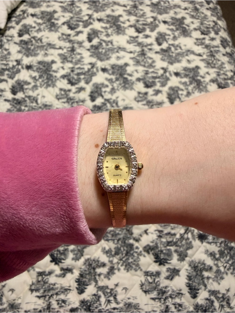 Gruen Women's Gold-Tone Crystal Accent Bracelet Watch